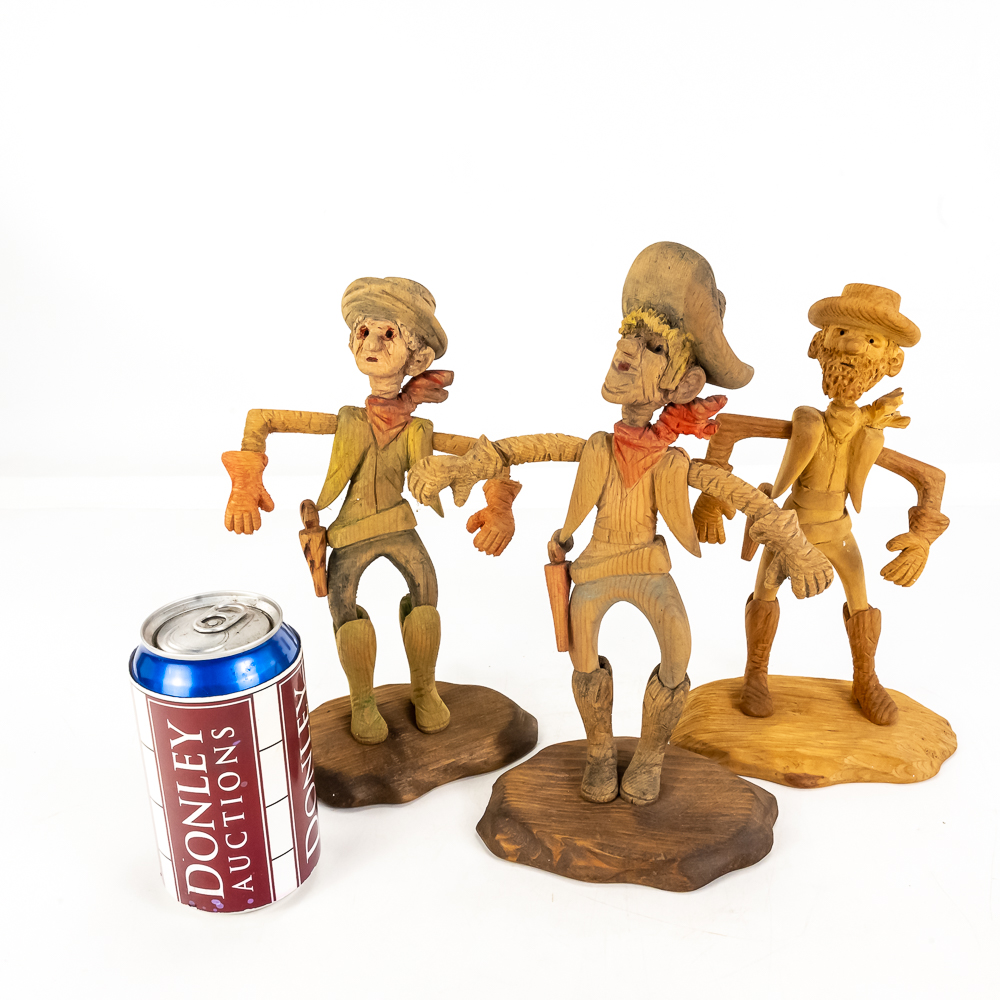 Hand-Carved Wooden Folk Art - Three Friends