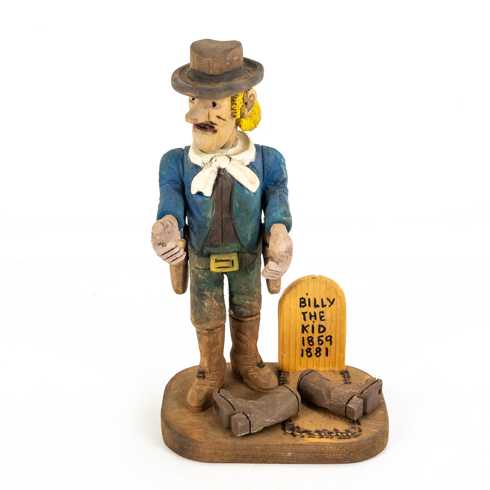 Hand-Carved Wooden Folk Art - Billy the Kid