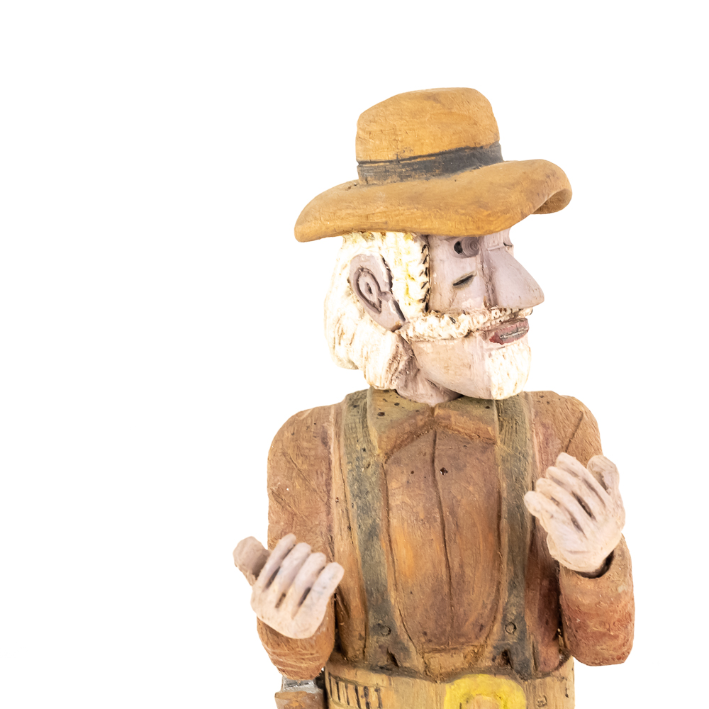 Hand-Carved Wooden Folk Art - Old Man Clanton