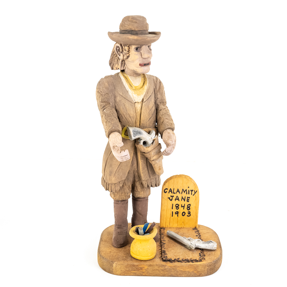 Hand-Carved Wooden Folk Art - Calamity Jane