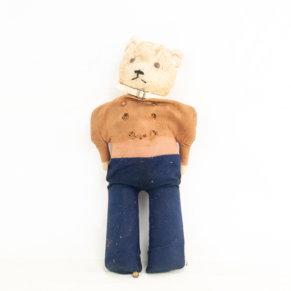 Early 24" Soldier Teddy Bear w Straw Stuffing