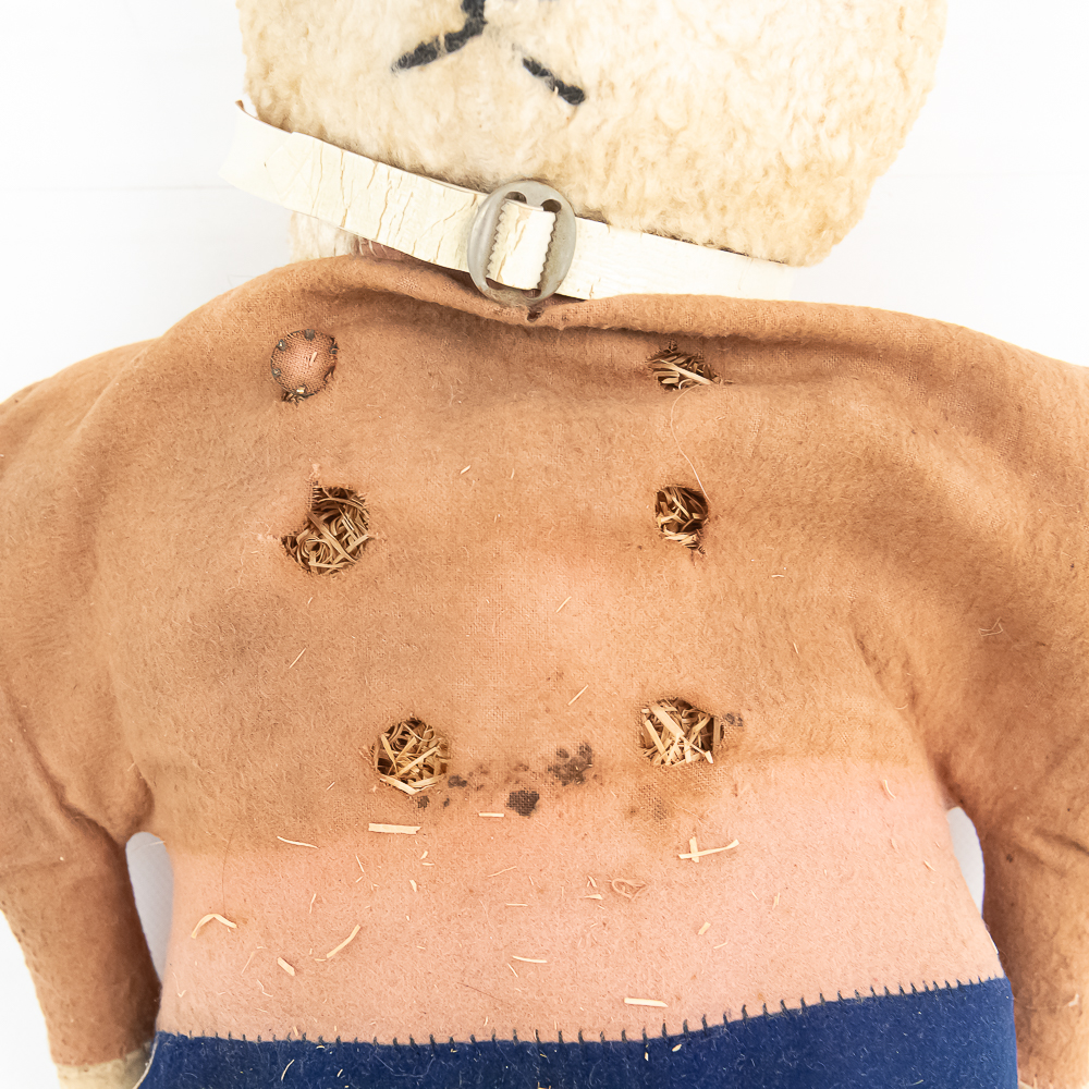 Early 24" Soldier Teddy Bear w Straw Stuffing