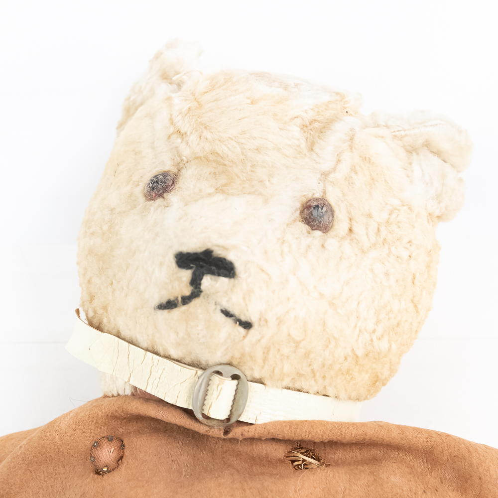 Early 24" Soldier Teddy Bear w Straw Stuffing