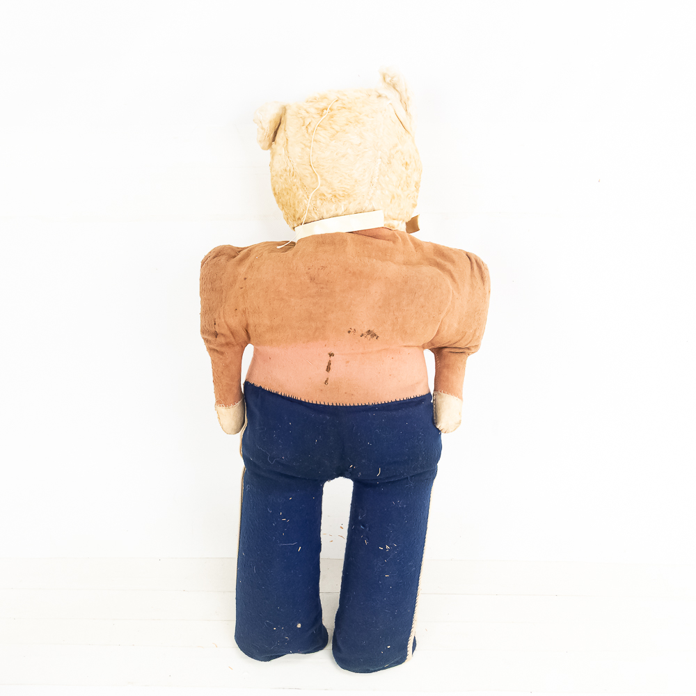 Early 24" Soldier Teddy Bear w Straw Stuffing