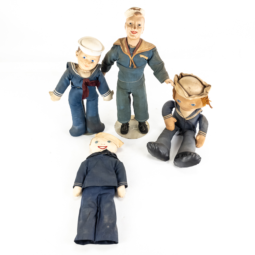 (4) Vintage Navy Sailor Dolls