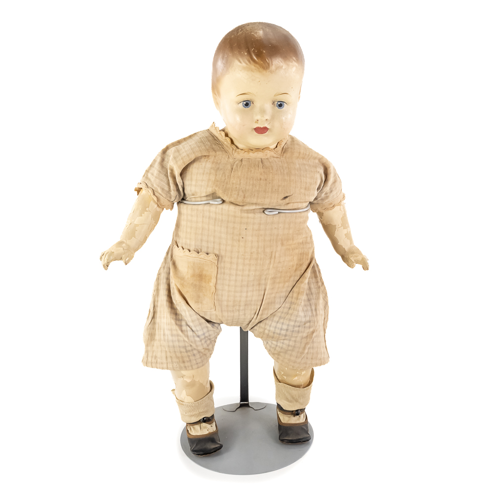 Antique German Bisque-Head Doll & Baby Doll