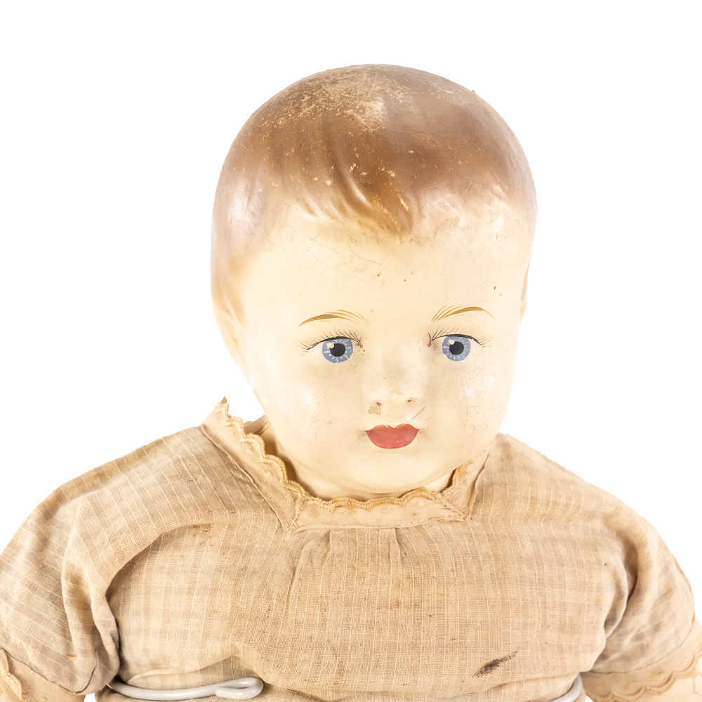 Antique German Bisque-Head Doll & Baby Doll