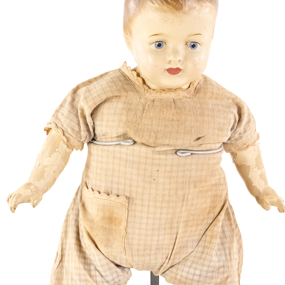 Antique German Bisque-Head Doll & Baby Doll