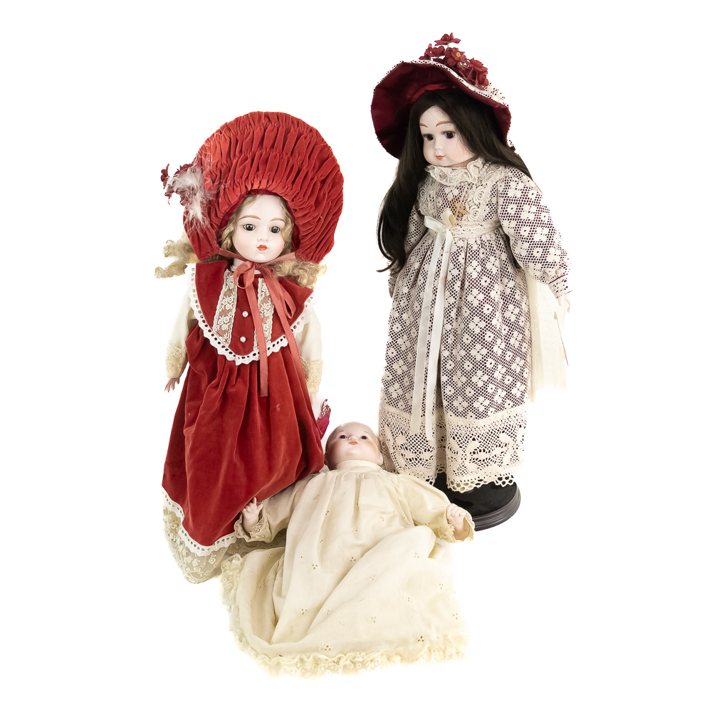 (3) Victoria Ashlea Original Porcelain Face Dolls