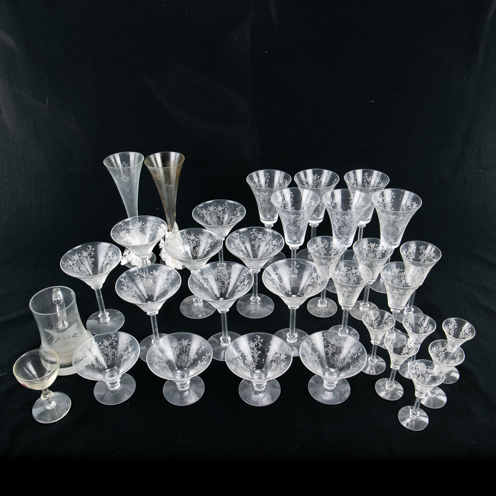 Etched Floral Crystal Stemware Collection