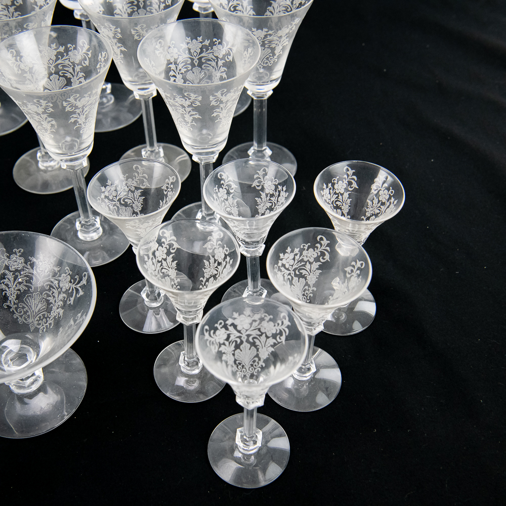 Etched Floral Crystal Stemware Collection