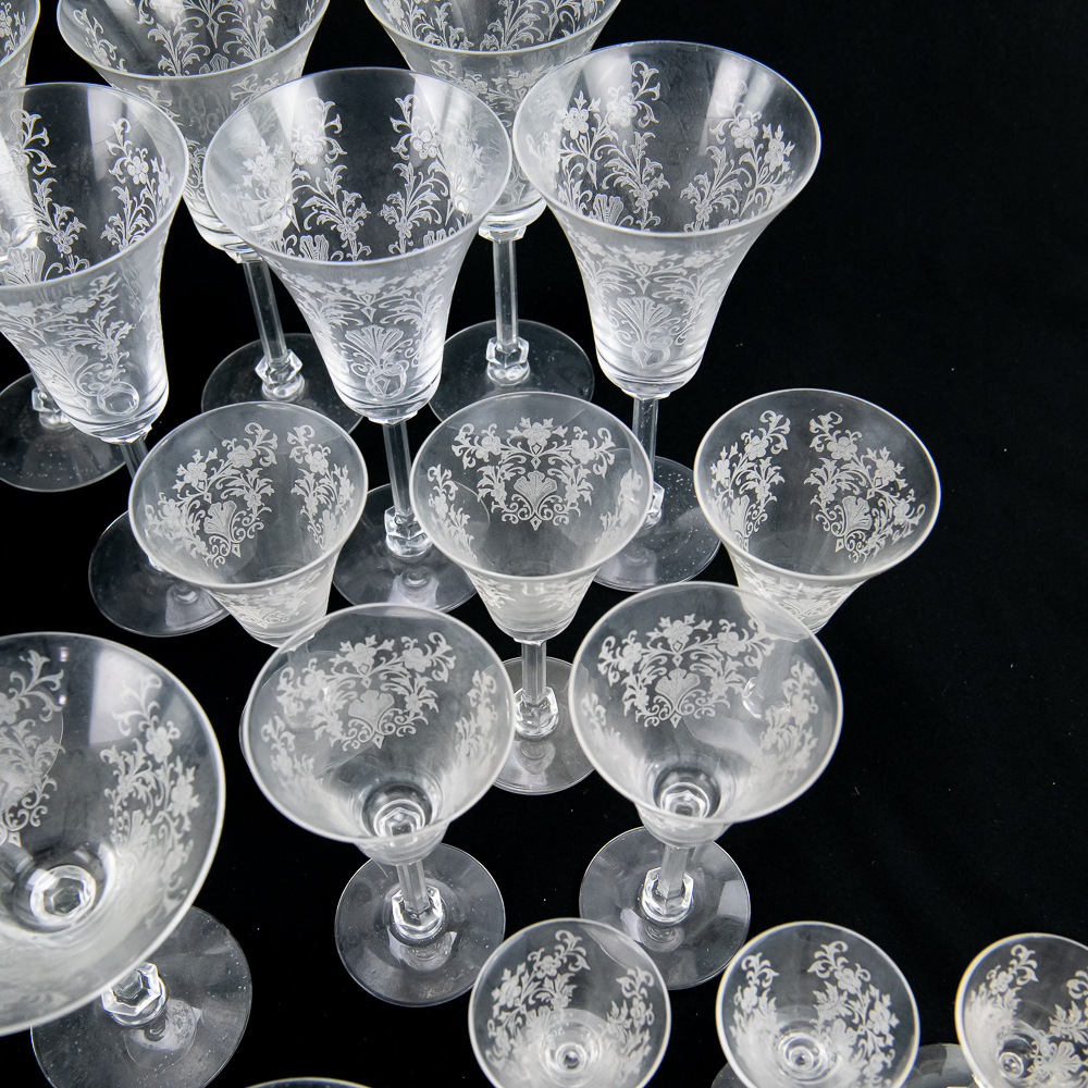 Etched Floral Crystal Stemware Collection