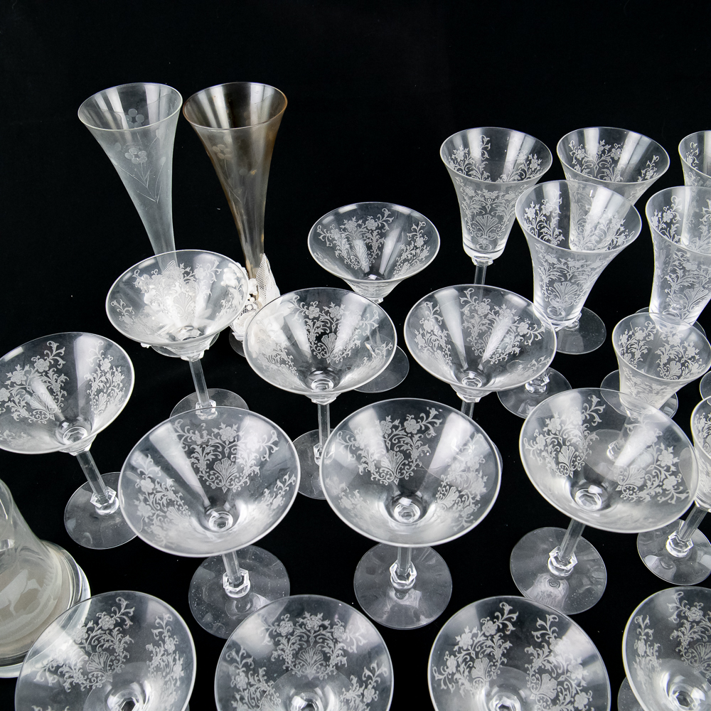 Etched Floral Crystal Stemware Collection