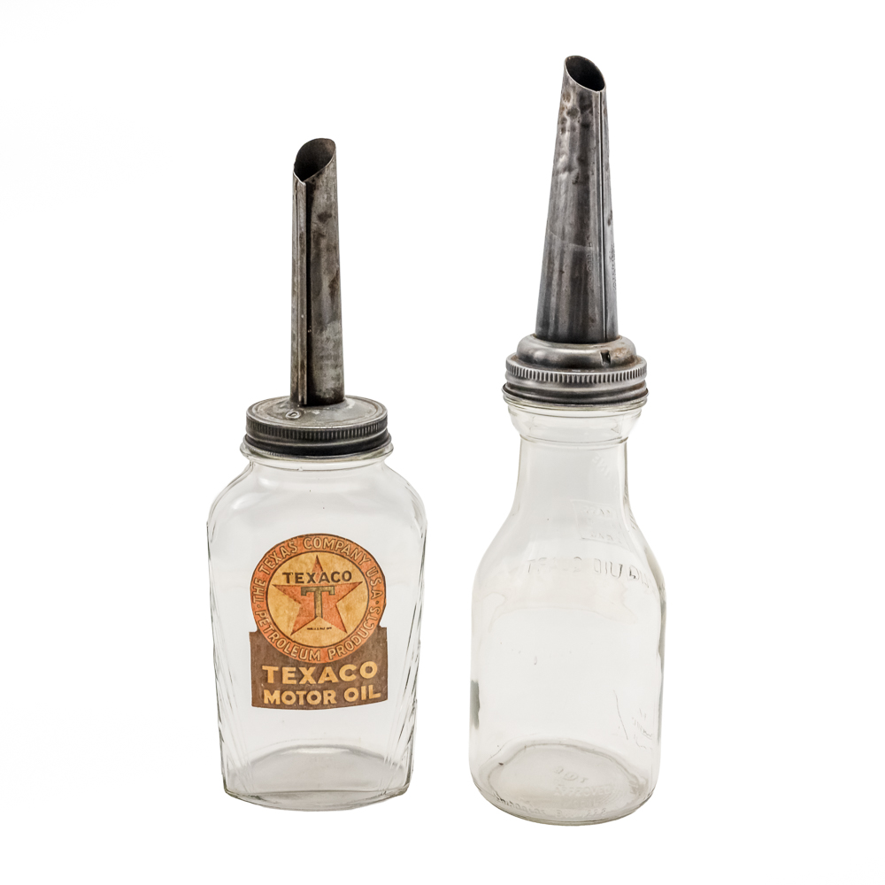 (2) Vintage Texaco & Duraglass Motor Oil Bottles