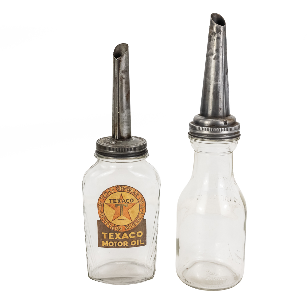 (2) Vintage Texaco & Duraglass Motor Oil Bottles