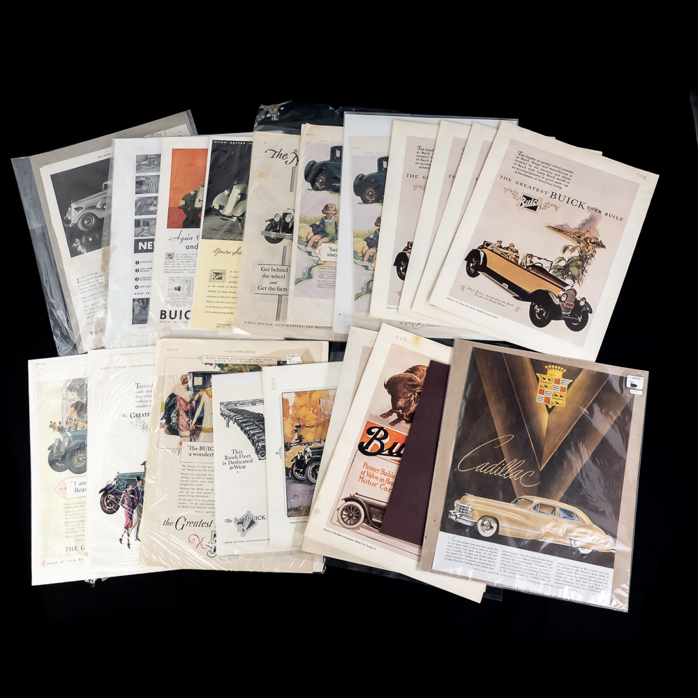 (20) Cadillac & Buick Magazine Advertisements