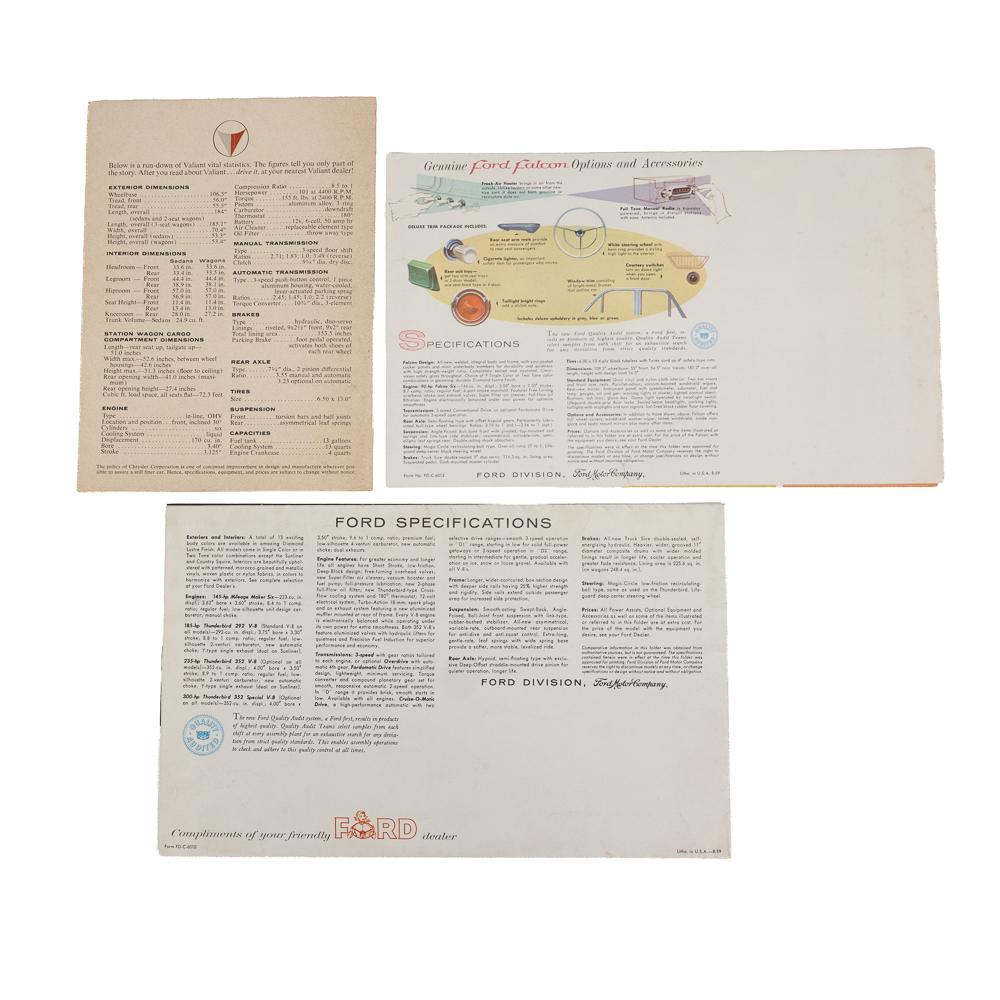 (8) Original 1960-63 Automotive Sales Literature