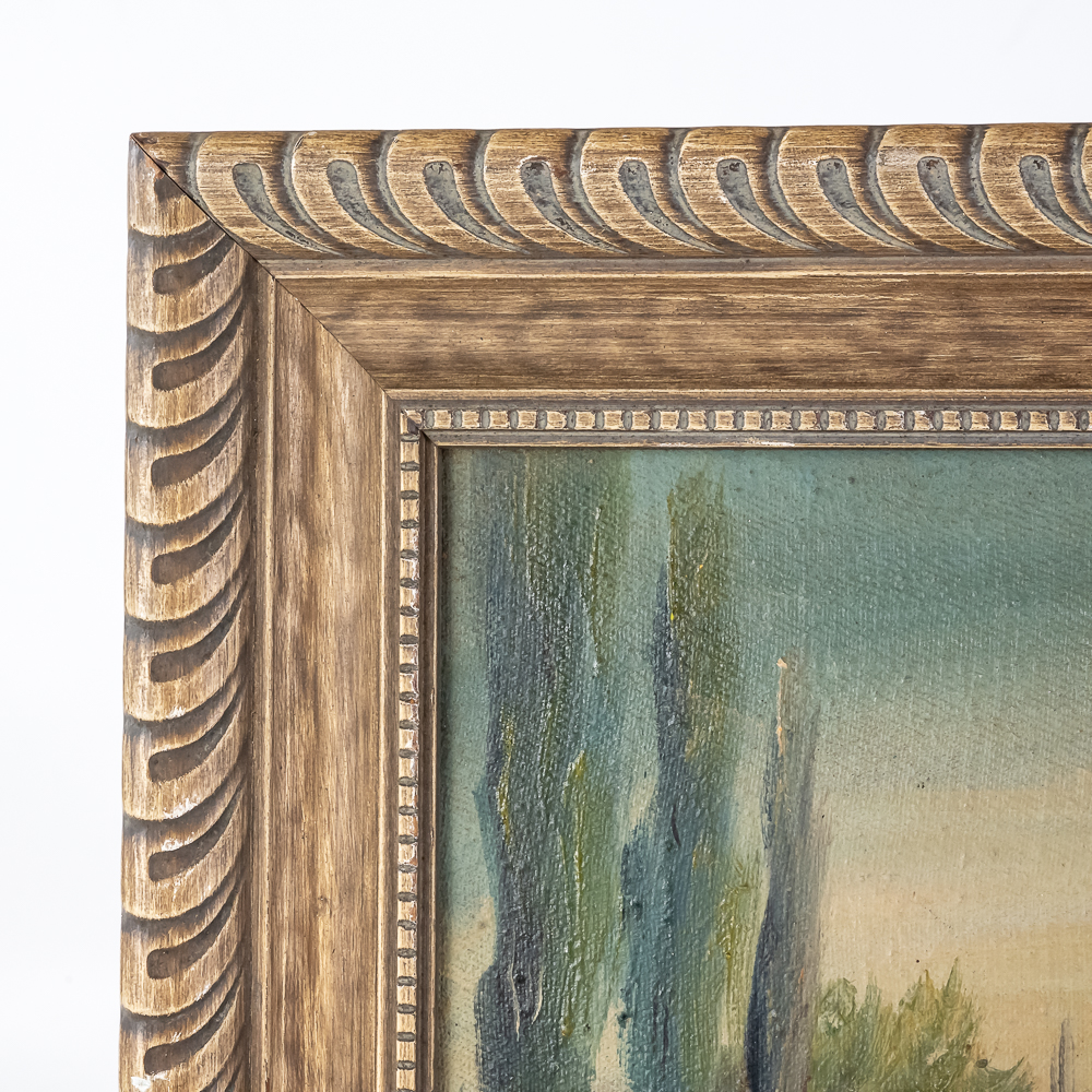 Oil on Canvas Impressionistic Lakeside Landscape