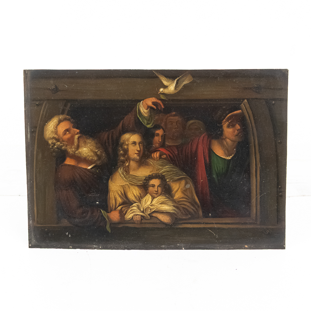 Antique Oil Painting on Metal Panel