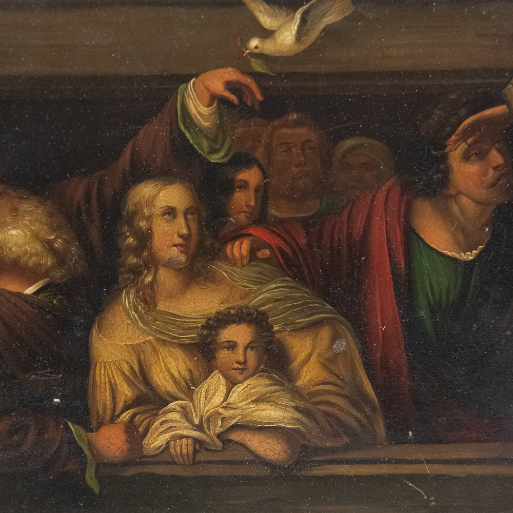 Antique Oil Painting on Metal Panel