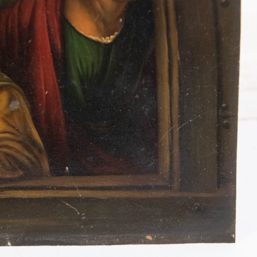 Antique Oil Painting on Metal Panel