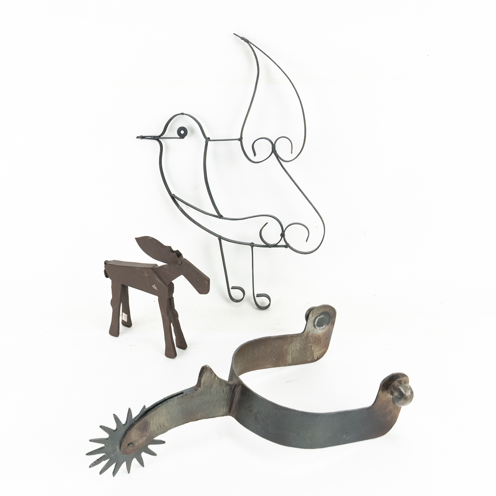 Large Decorative Hand-Forged Cowboy Spur, Misc