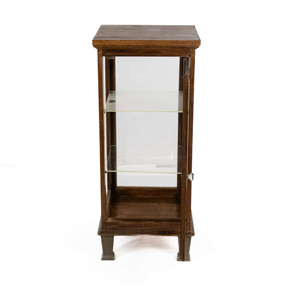 Antique Tabletop Wood & Glass Curio Cabinet
