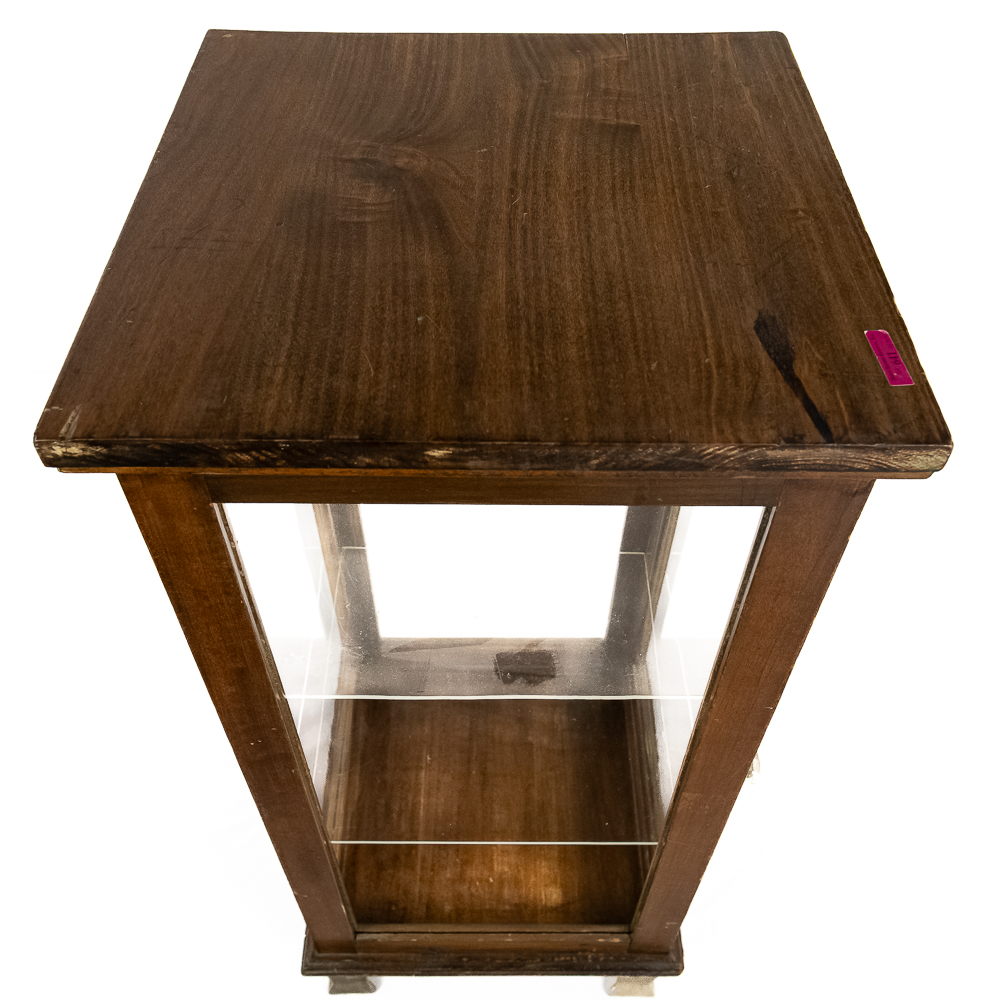 Antique Tabletop Wood & Glass Curio Cabinet
