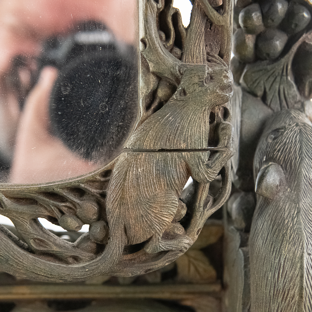 Ornate Meiji Squirrel & Grape Mirror