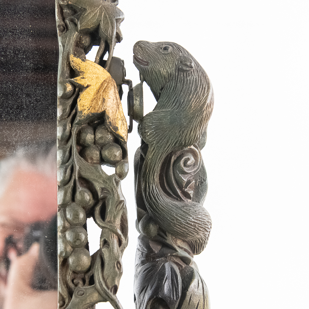 Ornate Meiji Squirrel & Grape Mirror