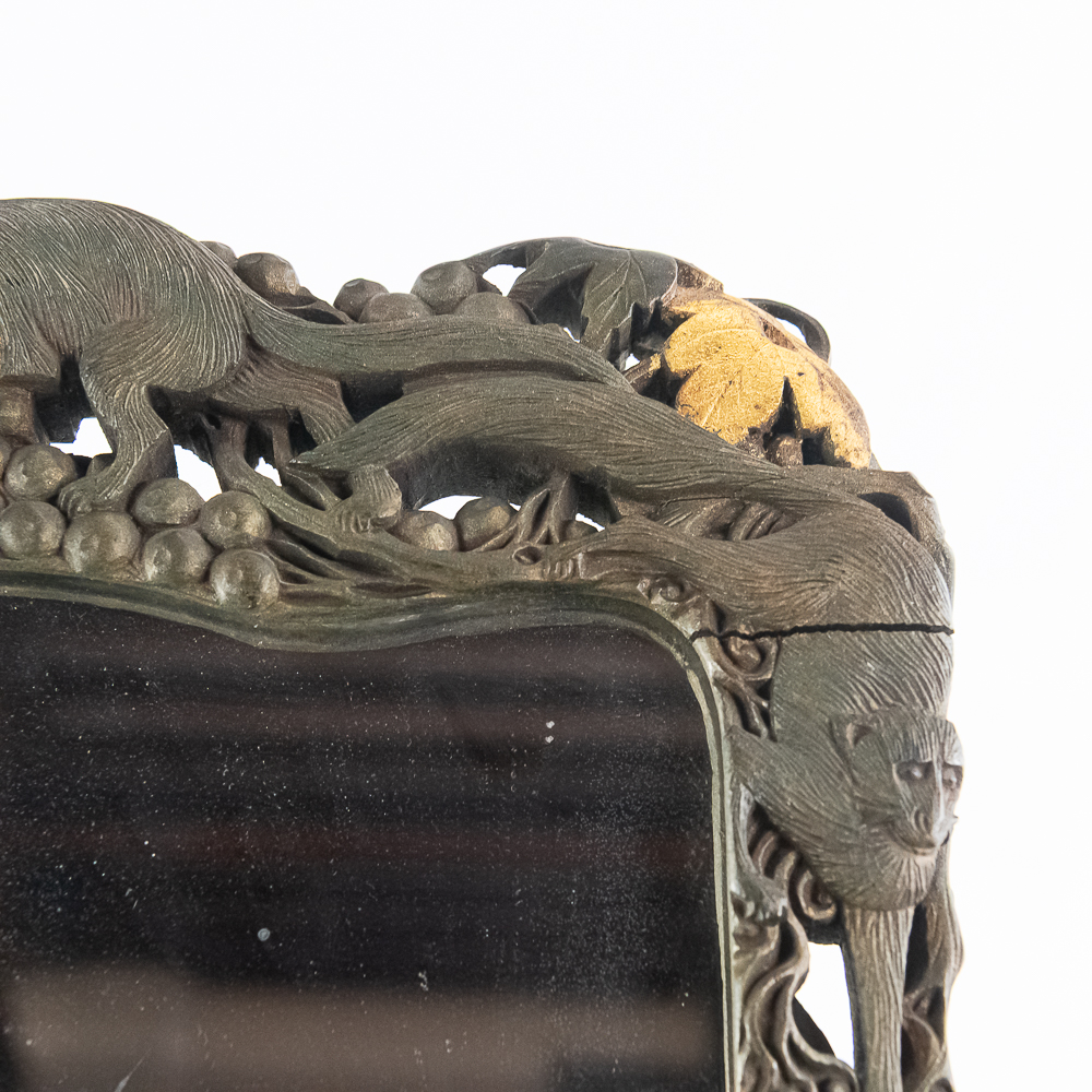 Ornate Meiji Squirrel & Grape Mirror
