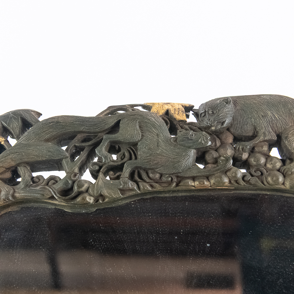 Ornate Meiji Squirrel & Grape Mirror