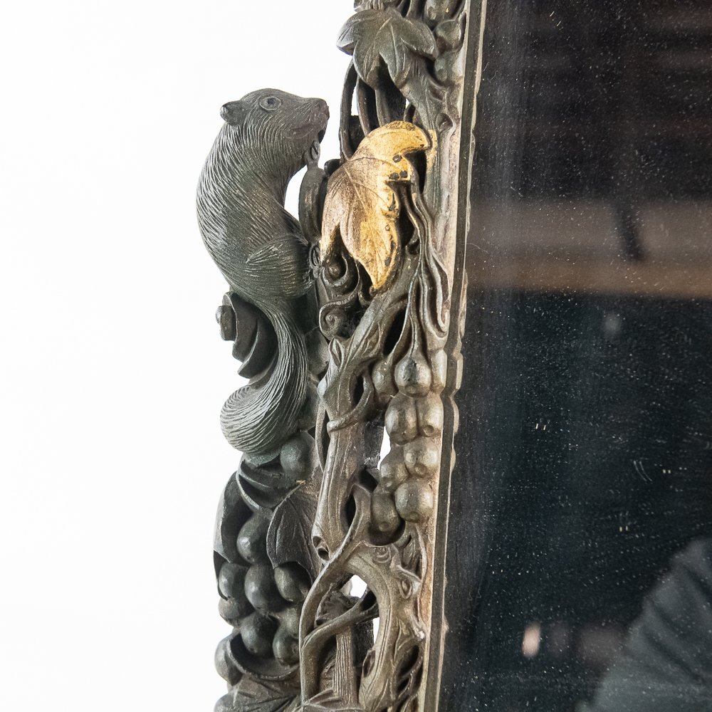 Ornate Meiji Squirrel & Grape Mirror