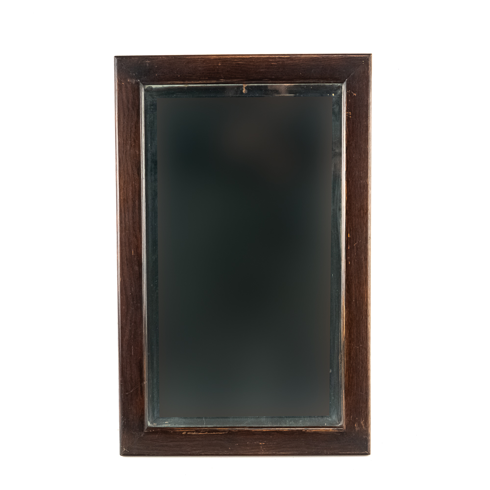 Vintage Wood-Framed Beveled Edge Wall Mirror