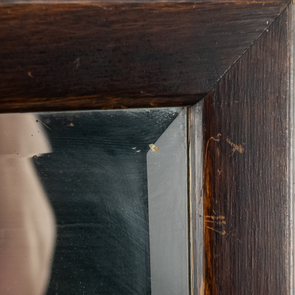 Vintage Wood-Framed Beveled Edge Wall Mirror