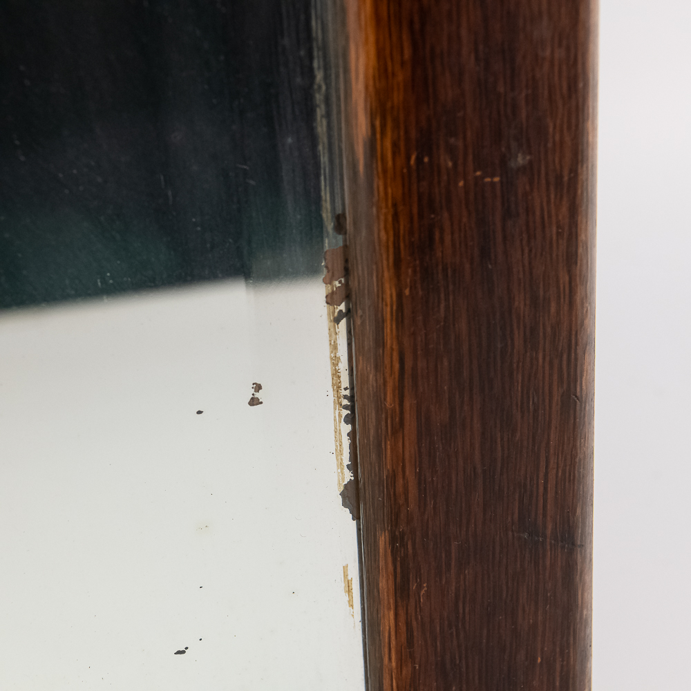 Vintage Wood-Framed Beveled Edge Wall Mirror