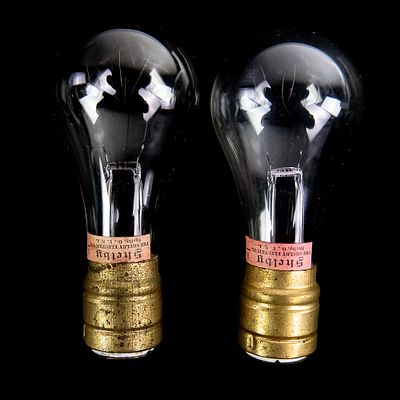 Pair Antique Shelby Carbon Light Bulbs. This lot includes a pair of early 20th-century antique 
