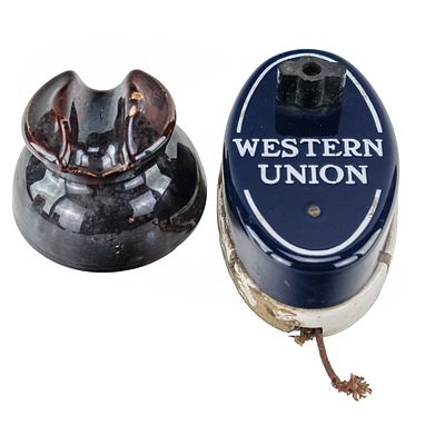Western Union Call Box & Porcelain Insulator. A classic pair of early communications relics 