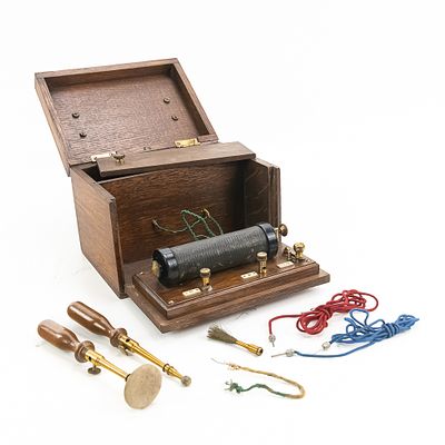 Quack Medical Induction Coil Kit. This early 20th-century electrotherapy quack medical kit 