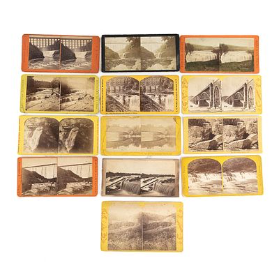 13 Stereo View Cards of Rivers & R.R. Bridges. 13 vintage stereo view cards of rivers 