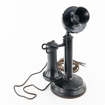 American Electric Candlestick Phone. An early 20th-century American Electric Company upright 