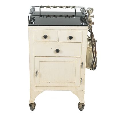 Vintage J. Sklar Medical Suction Cart. An evocative piece of early-to-mid 20th-century medical 