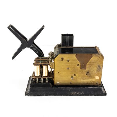 Antique Gamewell Fire Alarm Telegraph Register, stamped "P-29516-P1" on the cast iron bracket 