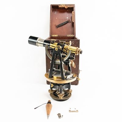 Antique Saegmuller Brass Mining Transit. Crafted during the turn-of-the-century golden era of 