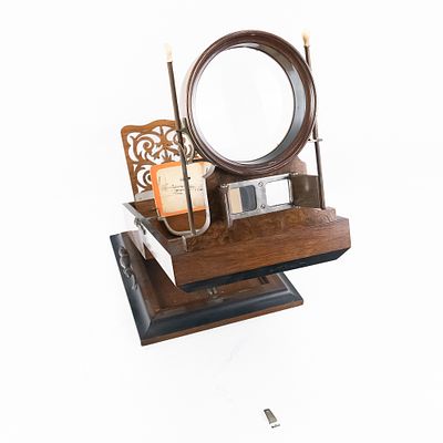 Victorian Graphoscope Stereoviewer Box W/Card. This Victorian era tabletop graphic scope stereo 