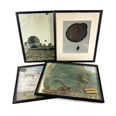4 Framed US Airborne Paratrooper Prints. Four vintage framed photographic prints depicting 