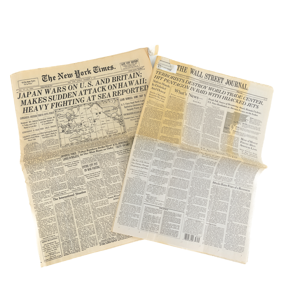 Two Surprise Attacks Newspapers USA 1941 &2001
