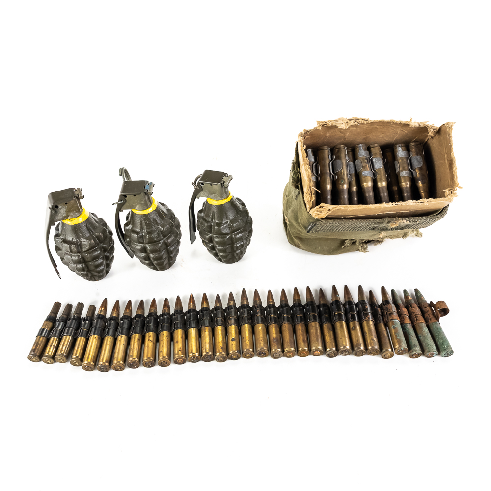 3 Inert WWII MKII Training Grenades & Dummy Ammo
