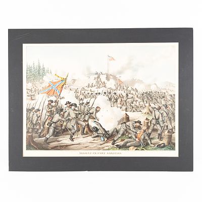 Civil War Kurz & Allison Assault on Ft Sanders. This chromolithograph titled “Assault on Fort 
