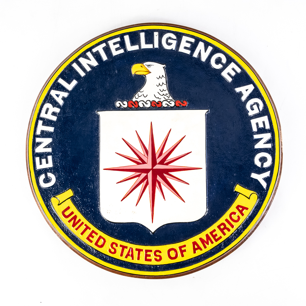 US Embassy Flag Mount & CIA Wood Seal